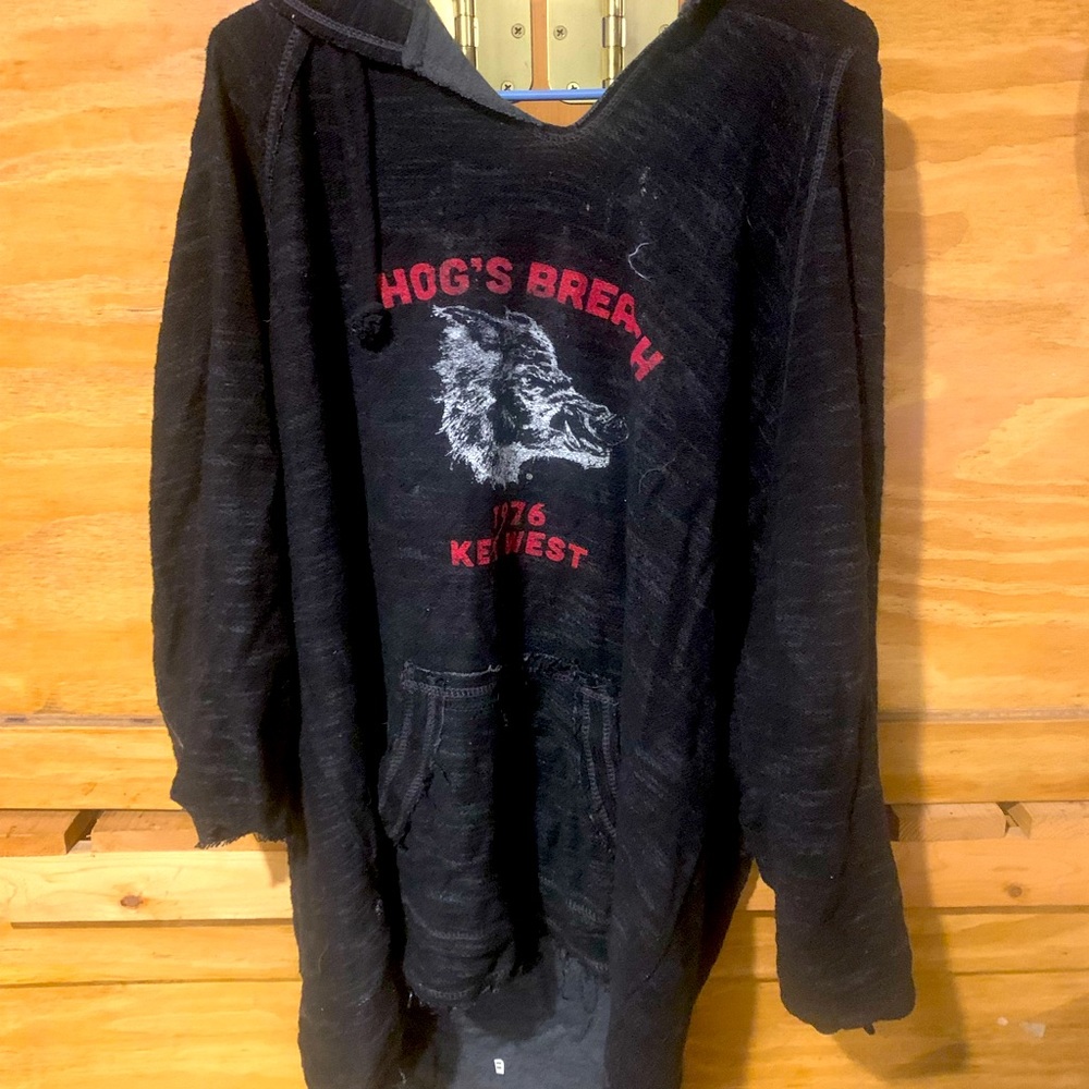 Key West Hog Breath, hooded hippie sweatshirt purchased in the bar in the keys.